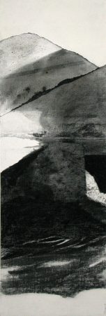 Michèle IZNARDO - Paysage 100X33 - 2013 - Pierre noire, fusain et collage sur papier